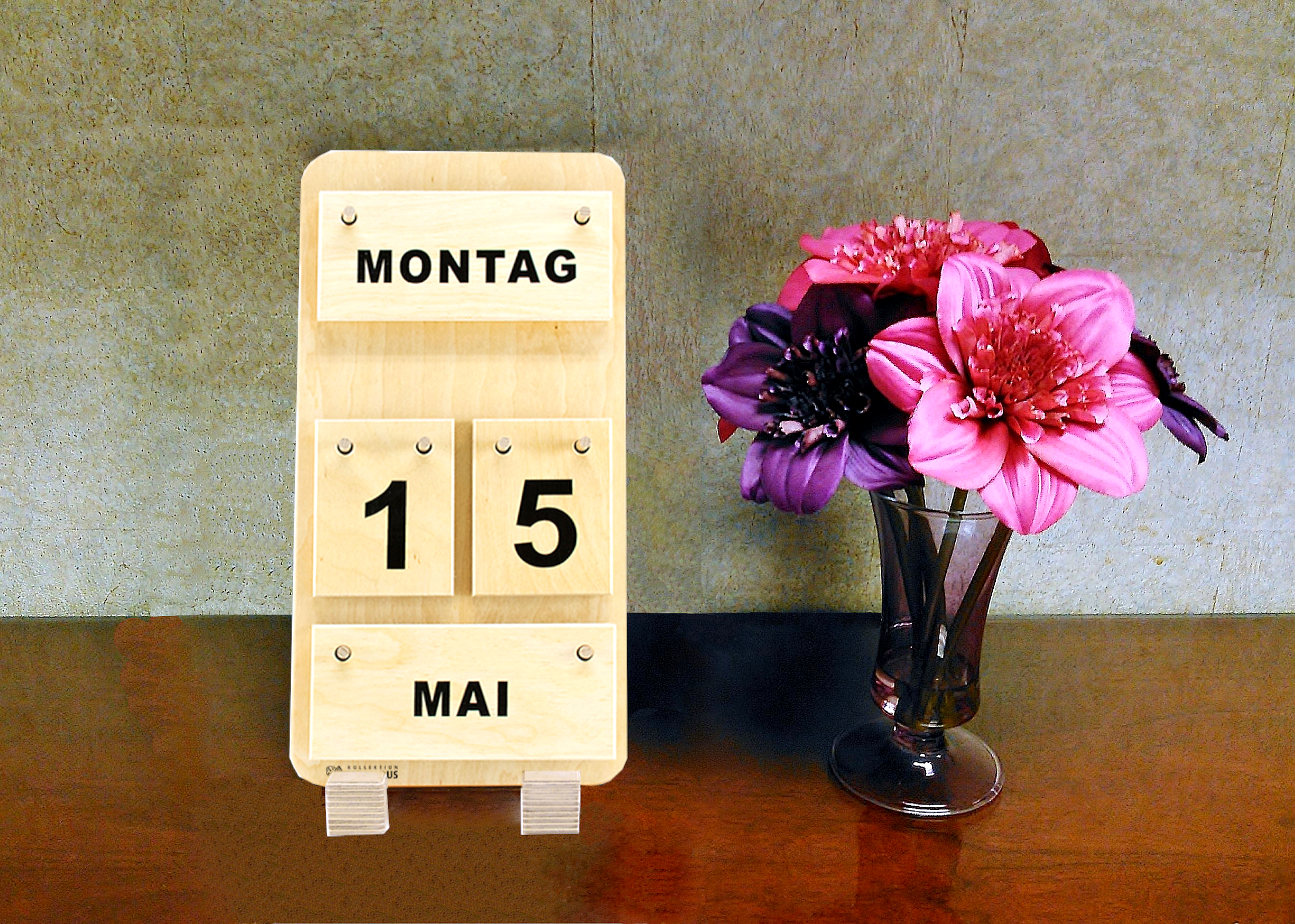 Schreibtischkalender "Mini" - Birkenholz