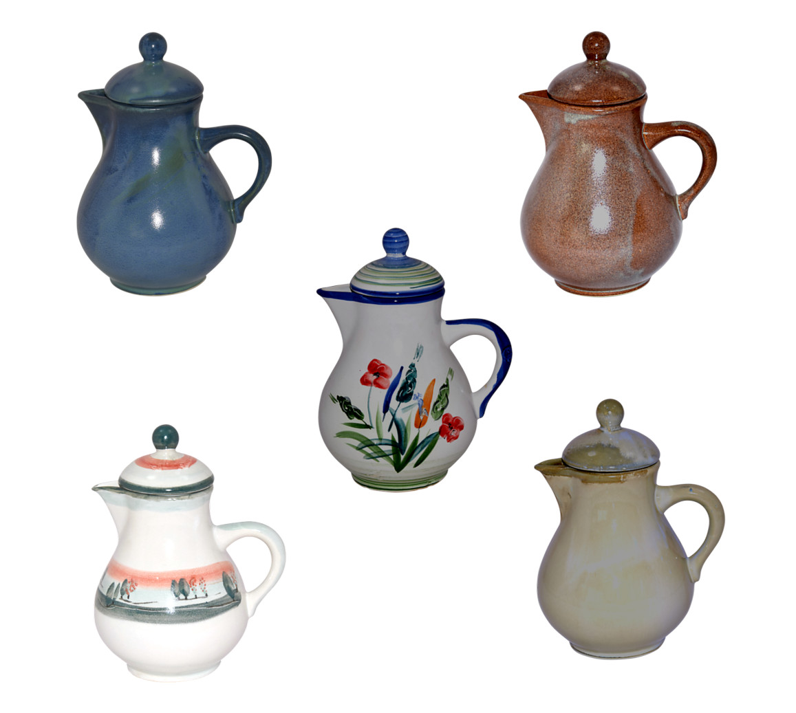 Kaffeekannen aus Keramik in verschiedenen Farben und Motiven | Handarbeit