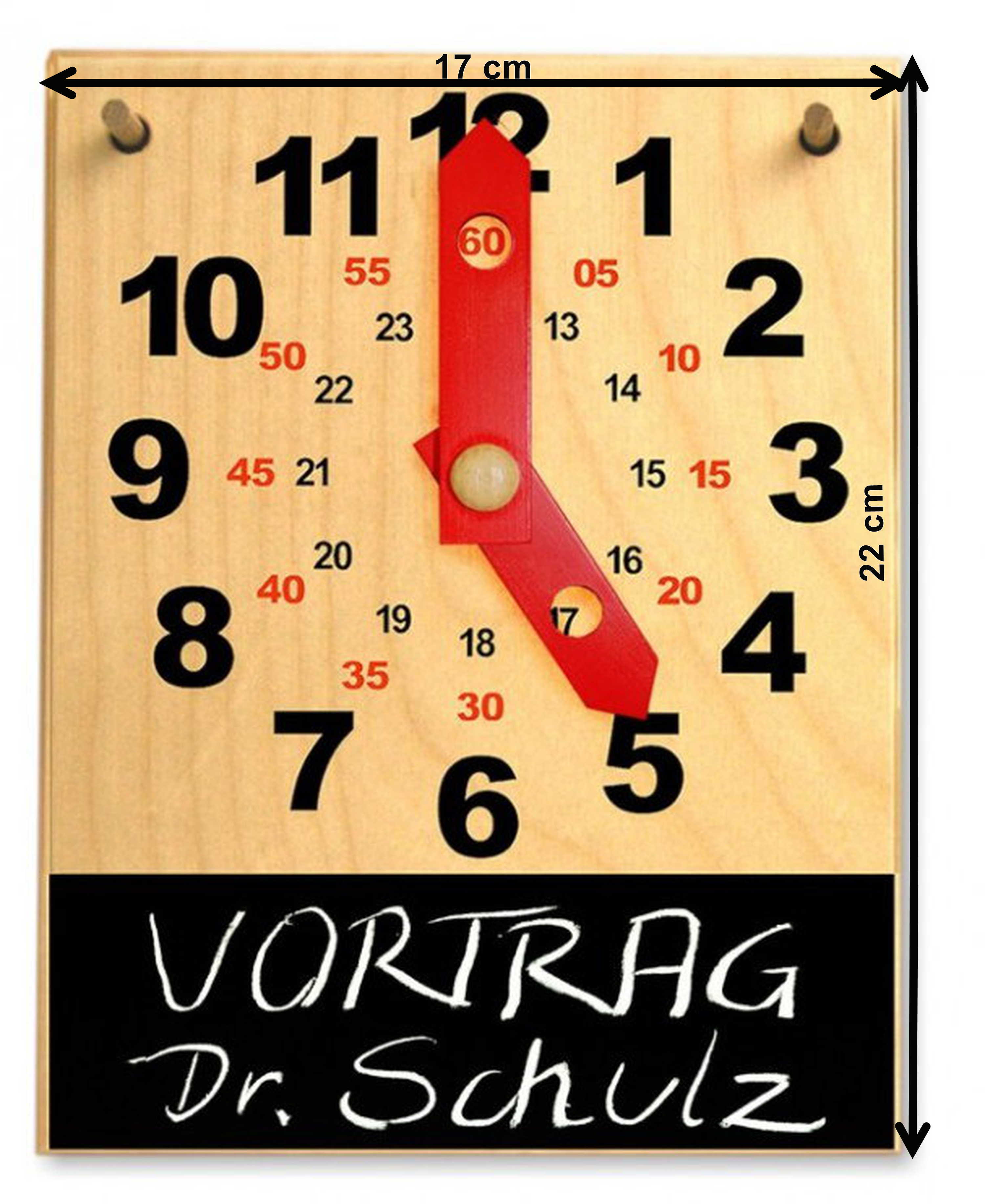 Holzkalender mit Aktionsuhr und Kreide (DE) 